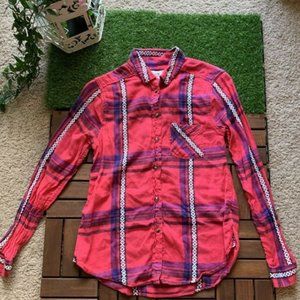 American Eagle Shirt Long Sleeve Pink Plaid  Sz XS